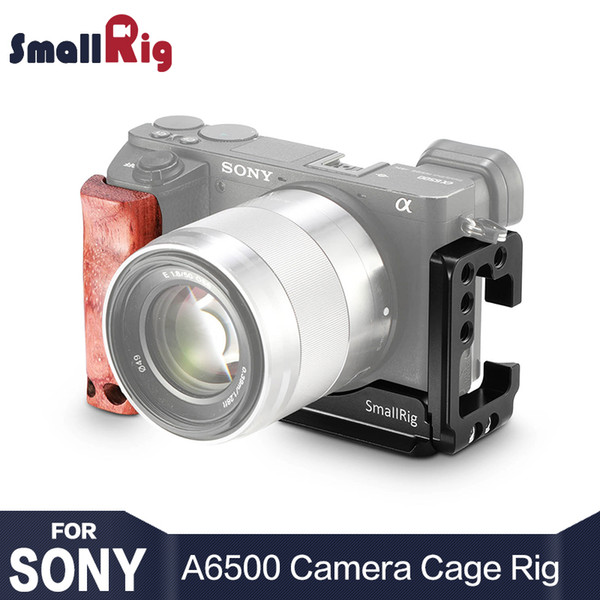 wholesale For Sony A6500 Cage L Bracket Kit for Sony Alpha A6500 Camera With Wooden Handle Grip A6500 L Plate 2074