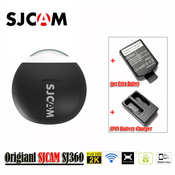 SJCAM SJ360 2K Wifi Mini Panoramic Camera 20482048 Ultra HD 360 Degree Panorama Sport VR Camera+1pcs Extra Battery+1pcs Battery(Black)