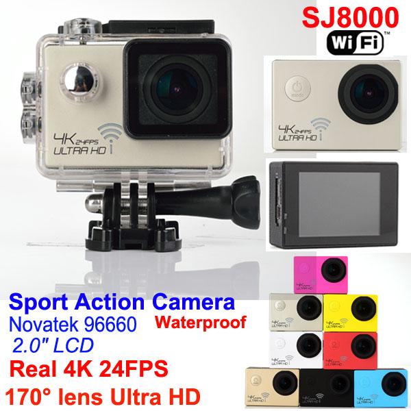 Ultra HD 4K Camera 24fps SJ8000 WiFi Sport Action Camera 1080P/60fps 2.0 LCD 170D Lens Helmet Cam Waterproof Camcorder Video Cameras