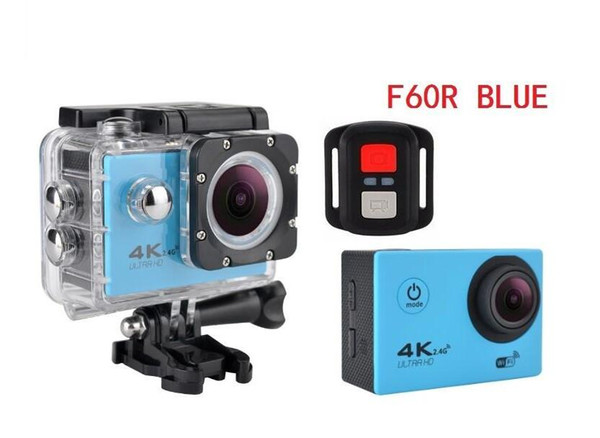 New RF 2.4 Remote Control 4K 30FPS Sport DV H60 R 30M Waterproof Action Camera WIFI Control 2.0'' Display Sport Camera 6-color 5pcs