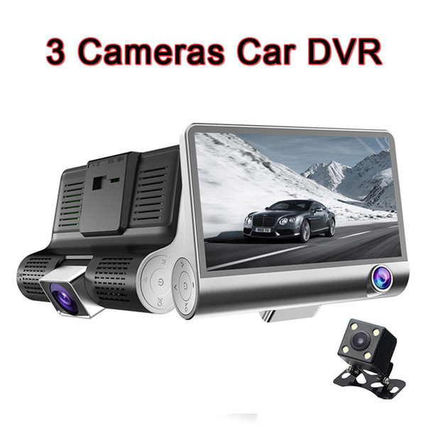 30PCS DHL Car DVR 3 Cameras Lens Dash Camera 4.0 Inch Dual Lens With Rear View Camera Video Recorder Auto Registrator Dvrs Dash Cam