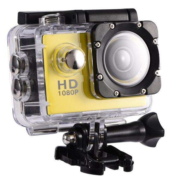 Action Camera 4K Waterproof 30m Outdoor Sports Video DV Camera 1080P Full HD LCD Mini Camcorder with 900mAh Batteries(Yellow)