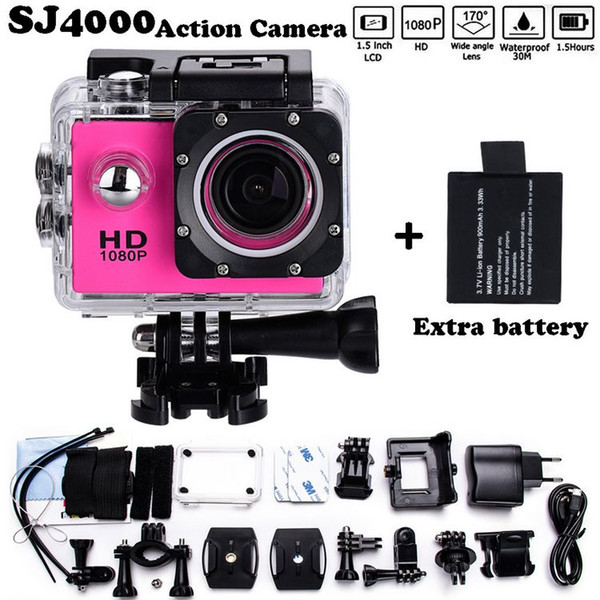 2x battery Mini Camcorder go hero pro style 1080p Full HD DVR SJ4000 30M Waterproof Action Camera 2.0