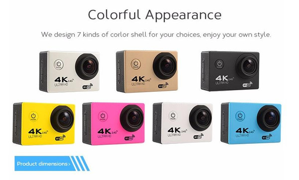 RF 2.4 Remote Control 4K 30FPS Sport DV H12R 30M Waterproof Action Camera WIFI Control 2.0'' Display Sport Camera 6-color 1pcs