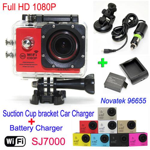 SJ7000 Waterproof WiFi Action Camera +Battery Charger+bracket +Car Charger 1080P Full HD Sports Camera Diving Video Helmet Camcorder Car DVR