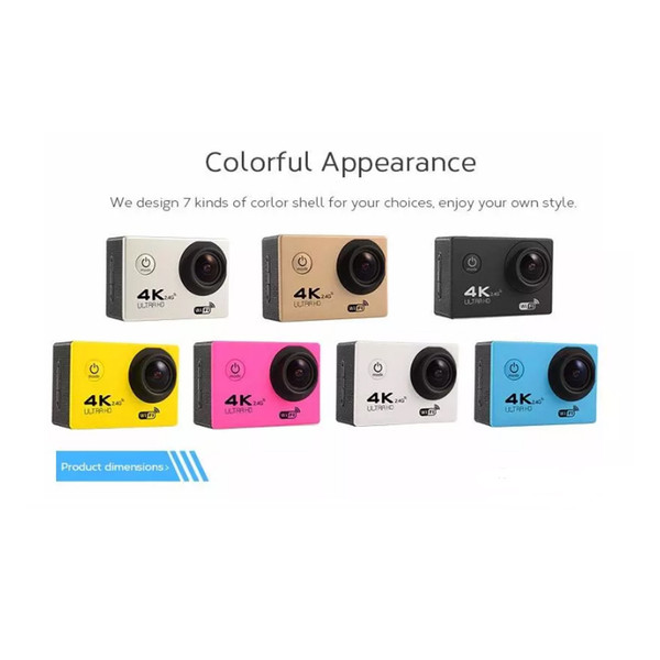 1pcs RF 2.4 Remote Control 4K Sport DV H12R 30M Waterproof Action Camera WIFI Control 2.0'' Display Sport Camera free shipping