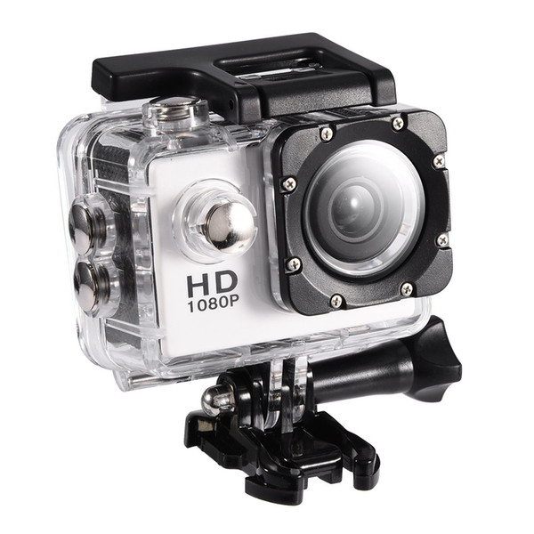 720P Action Camera Waterproof 30m Outdoor Sports Video DV Camera 1080P Full HD LCD Mini Camcorder with 900mAh Batteries(white)