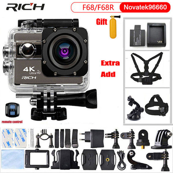 Action Camera F68 Ultra HD 4K 24FPS gopro hero4 stlye Wifi Novatek 96660 Waterproof F68R Remote control Extreme Sports Camera