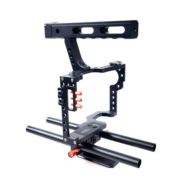 Freeshipping Commlite CS-V5 DSLR 15mm Rod Rig Camera Video Cage Kit +Top Handle Grip for Sony A7 II A7r A7s Olympus Pentax Cameras