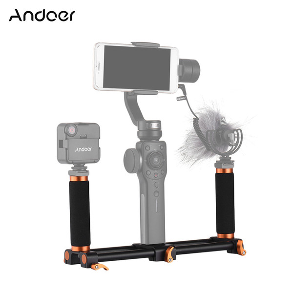 Andoer Stabilizer Dual Handheld Grip Bracket Kit Gimbal Handle 1/4 Inch Screw Mounts Extended Handle for Zhiyun Feiyu Stabilizer