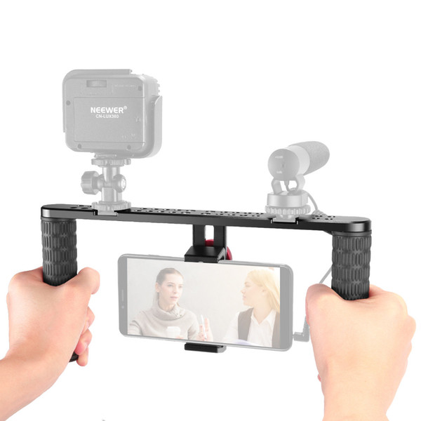 Neewer Metal Smartphone Video Rig,Filmmaking Recording Vlogging Rig Case Handheld Grip Stabilizer with Cold Shoe Mount