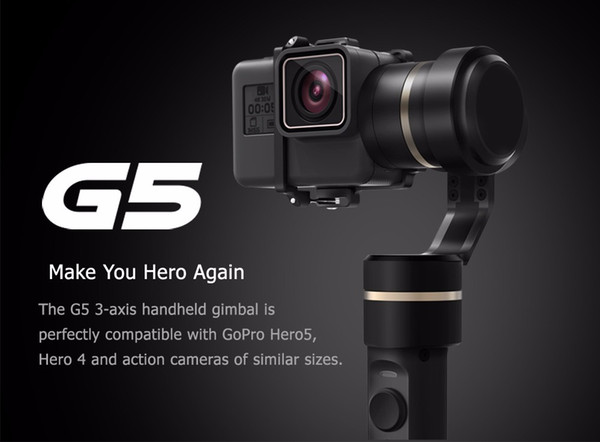 Feiyu G5 3-Axis Handheld Gimbal Anti-shake handheld Stabilizer for Hero 5 4 3 and Similar Sizes Action Camera Splash-proof Selfie Stick