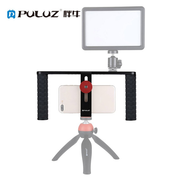 PULUZ Dual Handle Stabilizer Filmmaking Recording Video Rig Aluminum Alloy Bracket with Cold Shoes 1/4