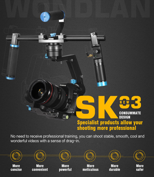 Wondlan NEW SK03 3-Axis Gimbal Stabilizer Handheld DSLR Gimbal Dual handle For SONY Nikon Canon Cameras