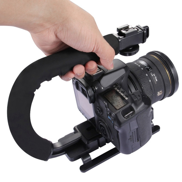 PULUZ DV C shaped Camera 1/4'' Handheld Holder flash bracket U-hand Motion Stabilizer stable frame Grip for video 5d2 DSLR SLR