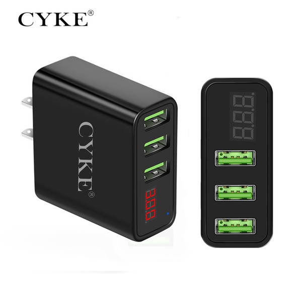 CYKE Led display 3 Usb port Portable wall Phone Charger Universal Power Adapter USB Charger For Iphone Xiaomi Ipad EU Plug