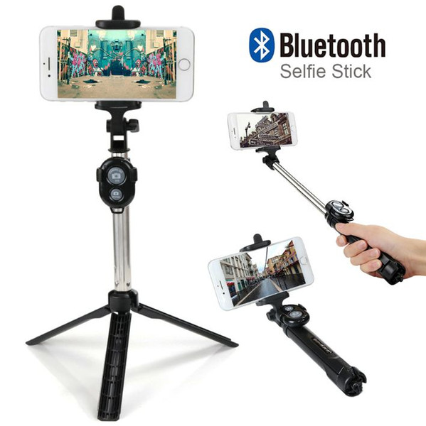 Foldable Mini Selfie Stick Self Bluetooth Selfie Stick+Tripod+Bluetooth Shutter Remote Controller for iPhone Android With Retail Box