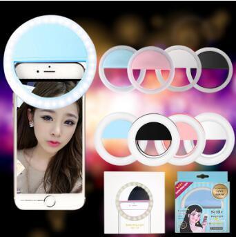 Portable Universal Selfie Ring Flash Lamp Light Mobile Phone LED Fill Lighting Camera Photography For Iphone X 8 7 plus Samsung S8 DHL