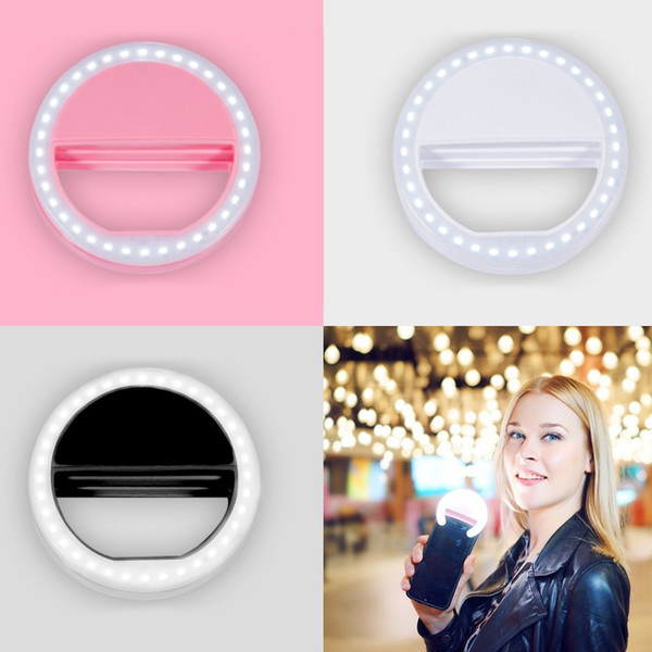 2018 Hot Selfie Lights 3 Mode Adjustable Brief Selfie LED Ring Flash Light Camera Photography