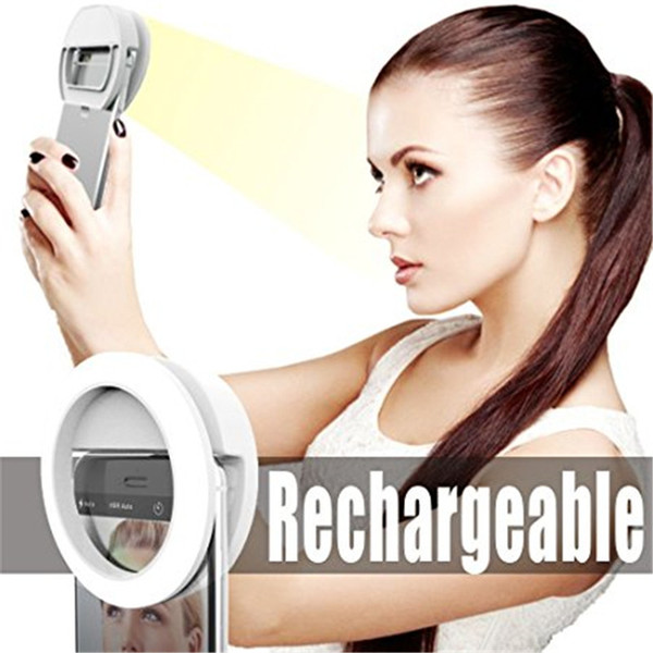 Rechargable Battery Selfie Ring Light Flash Spotlight Circle Round Fill in Light Cellphone Photo Camera Lamp Speedlite for iphone 7 note 7