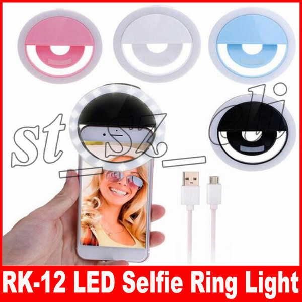 Selfie Ring Light RK-12 LED Selfie Lights Cell Phone Photograph Accessories Beauty Light For Girls Night Out Mobile Phone Lamp Lens Charger