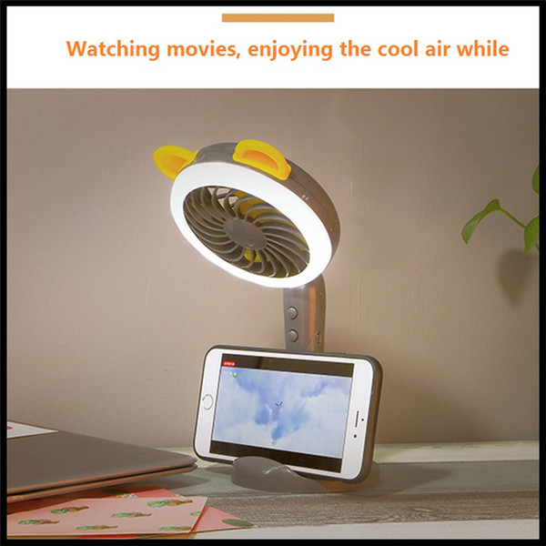 Creative LED Lamp Fan USB Charging 18650 Battery Handheld Portable Student Desktop Bracket Fan Two Adjustment