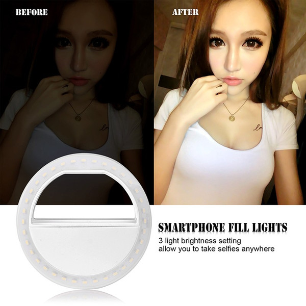 Smart Clip-on Selfie Light Ring Darkness Enhancing Photography Fill In Light Live Show Selfie LED lamp For iPhone 6s plus/se etc 30PCS