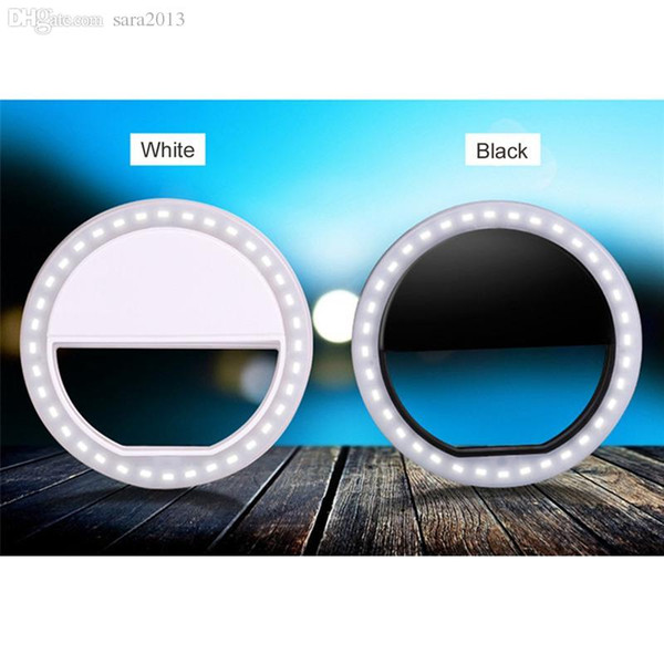 Wholesale-New Selfie Adjustable Portable Bright Ring Flash LED Light Camera Fill Light Photography Spotlight Flash For iPhone Mobile Phone