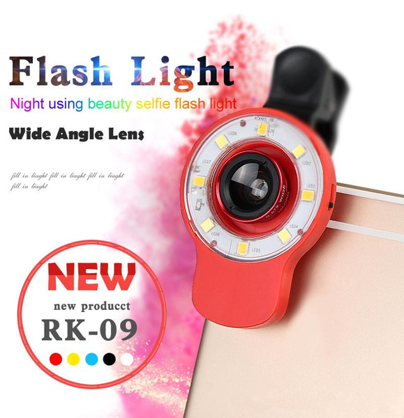 LED Selfie Sync Flash Light RK09 Fill in Light with 4 in 1 lens and 3 kinds of filters For Smartphone iOS Android Samsung