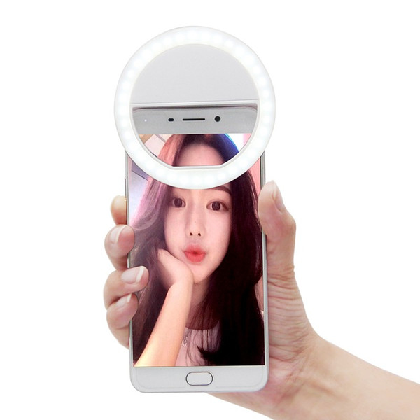 Smart Clip-on Selfie Light Ring Darkness Enhancing Photography Fill In Light Live Show Selfie LED lamp For iPhone 6s plus/se etc 100PCS