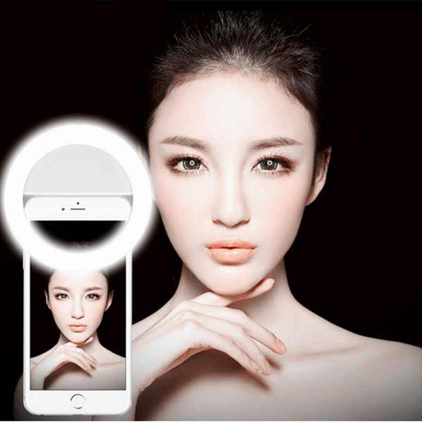 Wholesale-Selfie LED Light Up Flash Light Photography Luminous Ring Light 36pcs LED 3 Brightness Levels Clip on All Mobile Phone