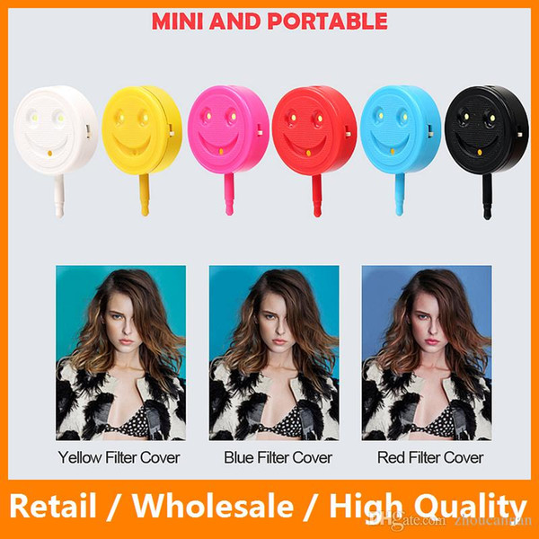 Selfie Flash Light Fill-in Flashlight Smile Face Lamp with 3pcs Soft Filter Cover LED Light for iPhone 7 Samsung s8 Plus Andriod S