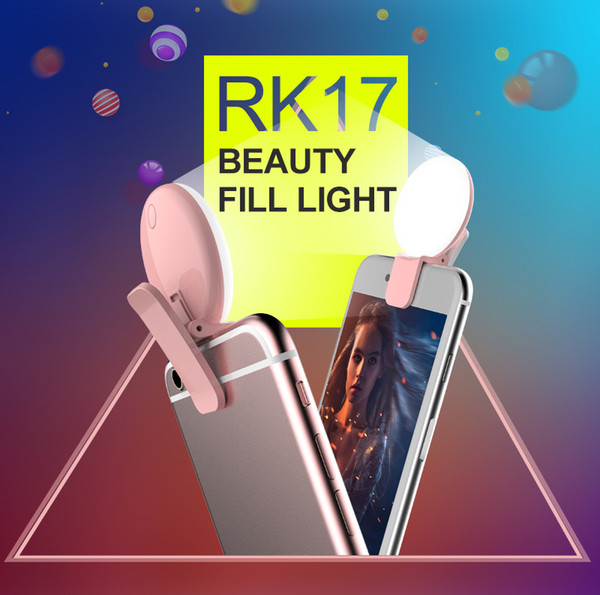 Portable Selfie LED Flash Light RK17 LED fill light 9 pcs Premium Bulbs For Phone For iPhone 7/7Plus For Samsung S7 EDGE xiaomi i8 Hot sale