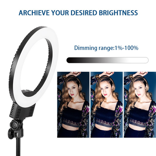 LED Ring Light 12 Inch 36W 240 Bulbs LED Ringlight Dimmable Round Continuous Circle Lighting Stand Kit Color Temperature Camera Mirror YouTu