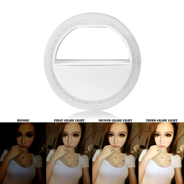 Smart Clip-on Selfie Light Ring Darkness Enhancing Photography Fill In Light Live Show Selfie LED lamp For iPhone 6s plus/se etc 60PCS