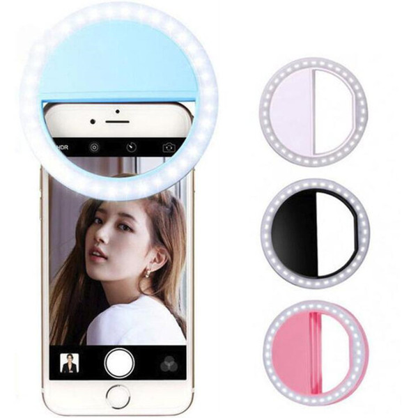 For iPhone X Rechargeable Universal Luxury Smart Phone LED Flash Light Up Selfie Luminous Phone Ring For iPhone Android With USB Charging