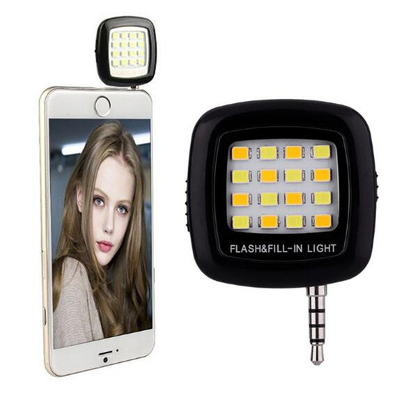 Mini LED Night Using Selfie Enhancing Dimmable Flash Light Cellphone Camera Flash Spotlight 3.5mm For iPhone 7 Samsung Galaxy S7 Universal