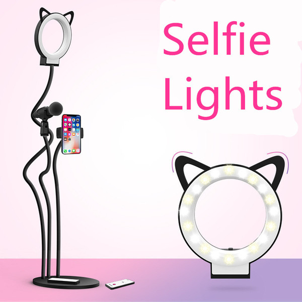 Annular Makeup Lamp Photographic Lamp selfie Lamps For Mobile phone holder Network direct broadcast selfie lights For iphone8 X Samsung S9