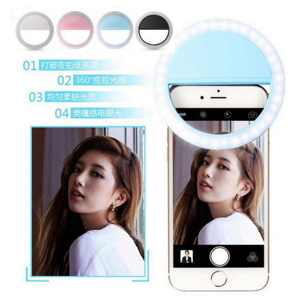 LED Ring Selfie Light 36 Led Camera Flash Phone Ring Lights Enhancing Photography Round Spotlight for iphone 6 6s 7 plus Samsung s8 s7 HTC