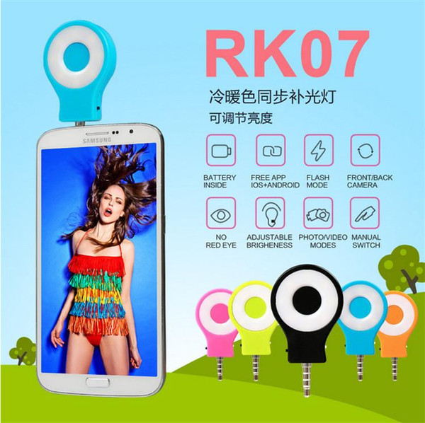 RK07 Smart Phone Camera LED Flash Selfie Sync Enhancing LED Light Support For iPhone 5 6 6s Galaxy S5 S6 Edge Multiple Photography