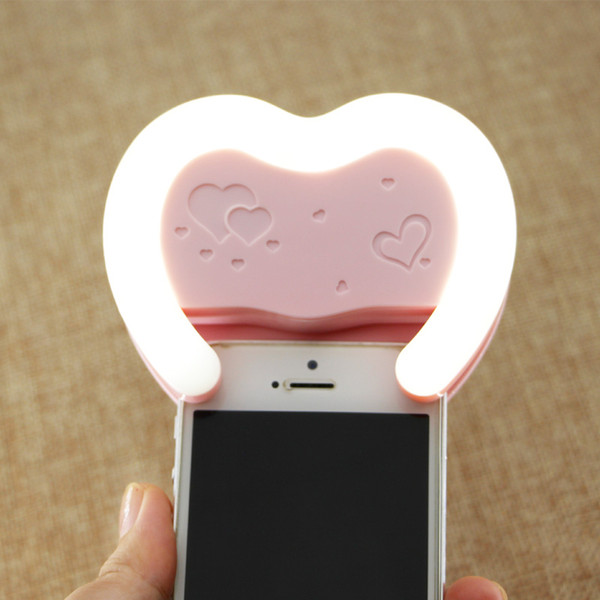 Heart LED Smartphone Selfie Photo Light 8mm Phone Clip for iPhone 6 Plus 6s Samsung HTC Huawei Xiaomi and for iPad Mini 4