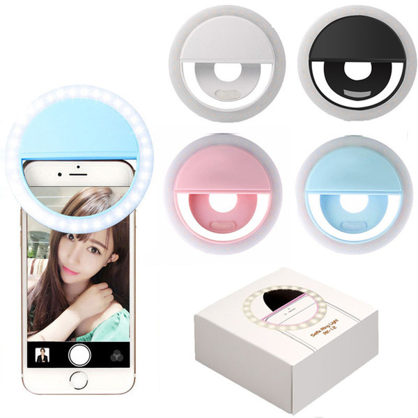 Universal LED Light Selfie Light Ring Light Flash Lamp Selfie Ring Lighting Camera Photography for Iphone Samsung with Retail Package