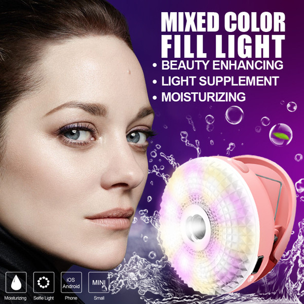 Beauty 2 in 1 LED Selfie Ring Light with Face Moisturizing Humidifier RK15 Diamond Selfie fill spot light RK-15 Spray Mist Mobile phone Clip