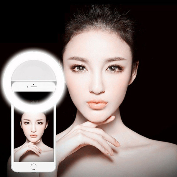 Free DHL Clip-on Mobile phone Selfie ring light led video light Night Using selfie light for Video for iPhone 7/6/6s/5 Samsung Smartphone