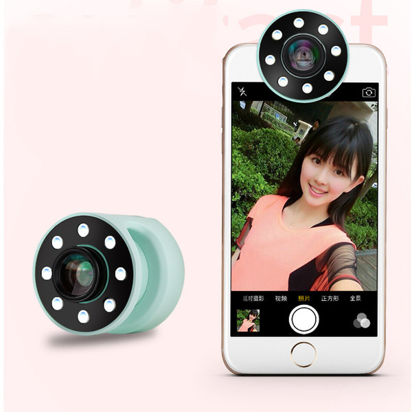 Rechargeable Selfie Light with Wide Angle lens Macro Airbag LED light Selfie for Iphone Samsung HTC