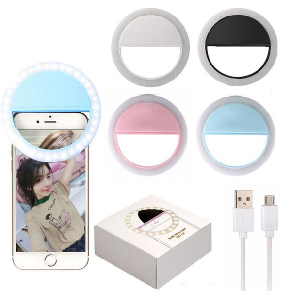 Universal LED Ring Selfie ring Light Supplementary Lighting Night Darkness Selfie lights for Photography for iphone 7 samsung note8 DHL Free