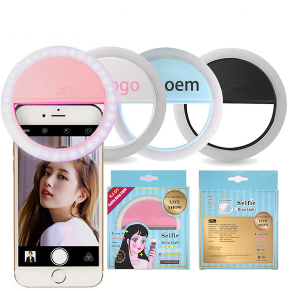 LED Ring Selfie Light 36 Led Camera Flash Phone Ring Lights Enhancing Photography Round Spotlight for iphone 6 6s 7 plus Samsung s8 with Box