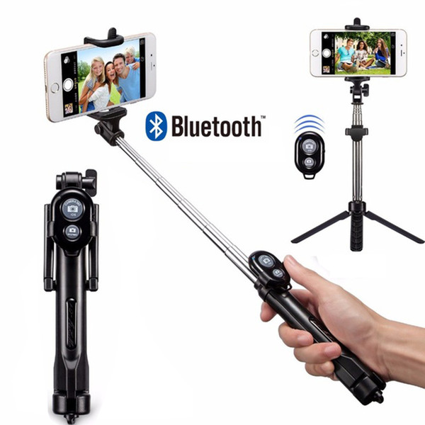 Wireless bluetooth selfie stick tripod Extendable handheld multi function with build in remote shutter for cell phone iPhone samsung