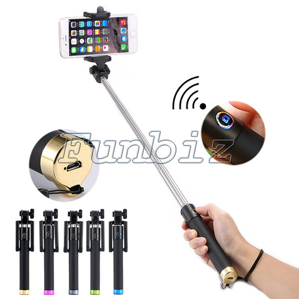 Extendable Rechargeable Wireless Mini selfie stick handheld Bluetooth Monopod For iPhone Samsung HTC SONY Nokia iOS Android System Colorful