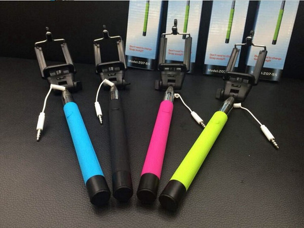 Monopod Handheld Telescopic Selfie Stick Z07-5plus Tripod Cable Monopod With Holder for iPhone Android phone without groove DHL FREE